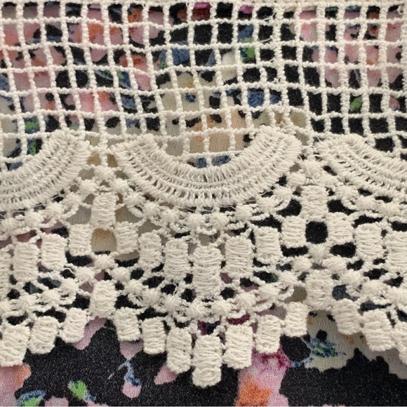 Umgee Kimono Oversize S/M Black Floral Multicolor Lace Trim Relaxed Open Front - Picture 5 of 9